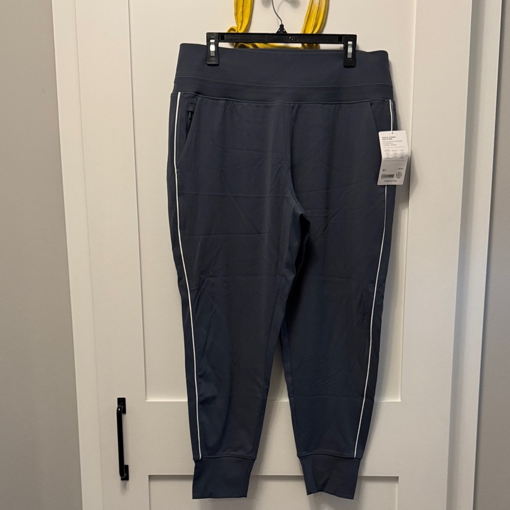 Athleta Venice Gray Jogger Pants with White side piping